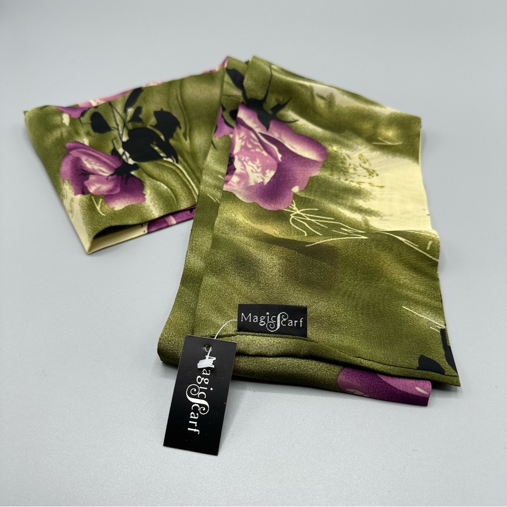 Magic Skarf Polyester Floral infinity scarf Green pink